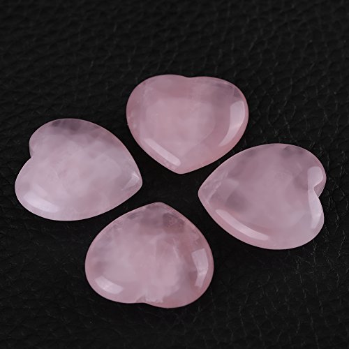 FTVOGUE 4 unids Rosa Cuarzo Tallado en forma de Corazón de Cristal de Color Rosa Piedra Curativa Semipreciosa Decoración de Piedras Preciosas Regalo de Recuerdo
