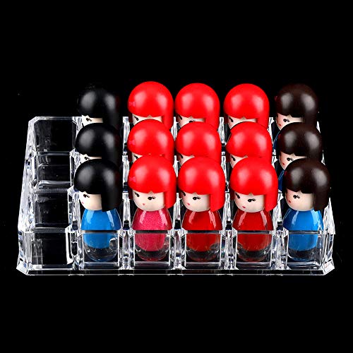 FTVOGUE El cosmético compone el Organizador de acrílico Claro de la Barra de Labios con el Soporte de exhibición cosmético de la Caja de Almacenamiento de 18 Secciones