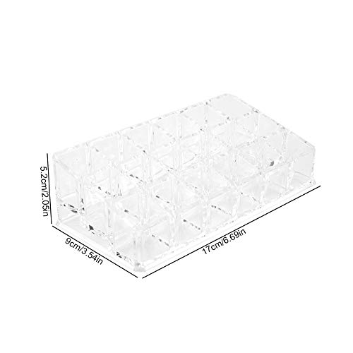 FTVOGUE El cosmético compone el Organizador de acrílico Claro de la Barra de Labios con el Soporte de exhibición cosmético de la Caja de Almacenamiento de 18 Secciones