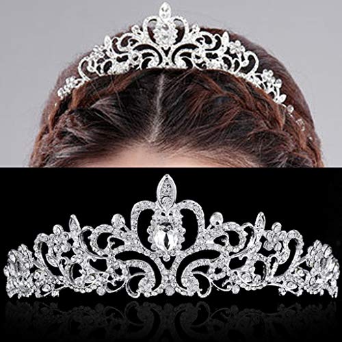 Fugift - Diadema con peine y cristales sintéticos, ideal para bodas, fiestas, banquetes, bailes de graduación y coronas, para novias y damas de honor