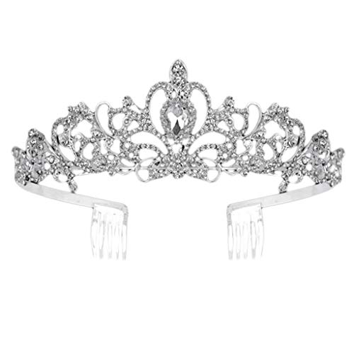 Fugift - Diadema con peine y cristales sintéticos, ideal para bodas, fiestas, banquetes, bailes de graduación y coronas, para novias y damas de honor