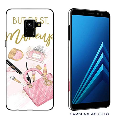 Funda Galaxy A8 (2018) Carcasa Samsung Galaxy A8 (2018) amo el maquillaje antes del truco / Cubierta Imprimir también en los lados / Cover Antideslizante Antideslizante Antiarañazos Resistente a gol
