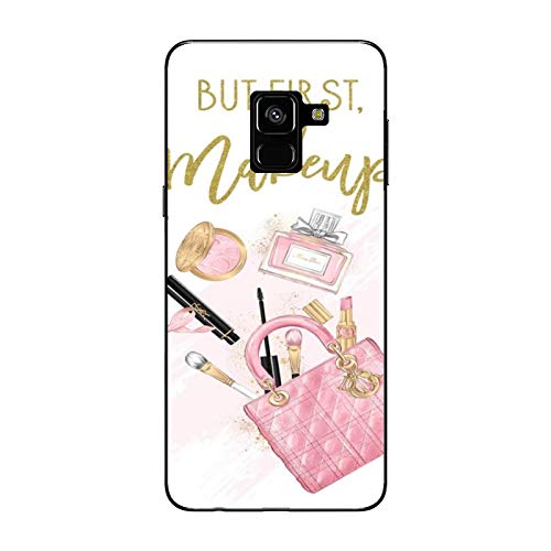 Funda Galaxy A8 (2018) Carcasa Samsung Galaxy A8 (2018) amo el maquillaje antes del truco / Cubierta Imprimir también en los lados / Cover Antideslizante Antideslizante Antiarañazos Resistente a gol