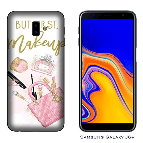 Funda Galaxy J6+ | J6 Plus (2018) Carcasa Samsung Galaxy J6+ | J6 Plus (2018) amo el maquillaje antes del truco / Cubierta Imprimir también en los lados / Cover Antideslizante Antideslizante Antiara�