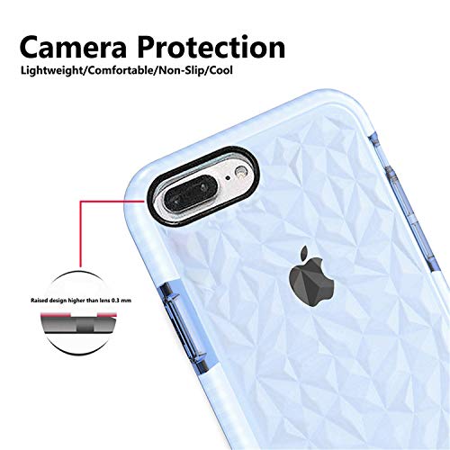 Funda iPhone 8 Plus / 7 Plus, Carcasa Silicona Transparente Protector TPU Airbag Anti-Choque Ultra-Delgado Anti-arañazos Case 3D Modelo de Diamante Funda (iPhone 7 Plus / 8 Plus, Violeta Claro)