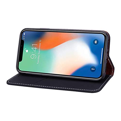 Funda iPhone X, Funda Carcasa Cuero Billetera Piel Libro Cover [Ranura Tarjeta] [Cierre Invisible] Color Sólido Protectora Carcasa Slim Bumper Leather Wallet Folio Color Puro Estuches para iPhone XS
