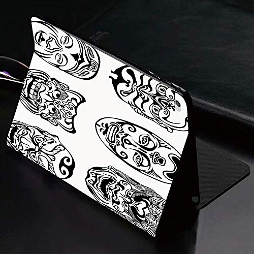 Funda para iPad (9,7 Pulgadas, 2018/2017 Modelo, 6ª / 5ª generación), Kabuki Máscara Decoración, Japonés Nogaku Máscara Teatral Emoción Expresión,Slim PU Protectora Carcasa con con Auto-Sueño/Estela