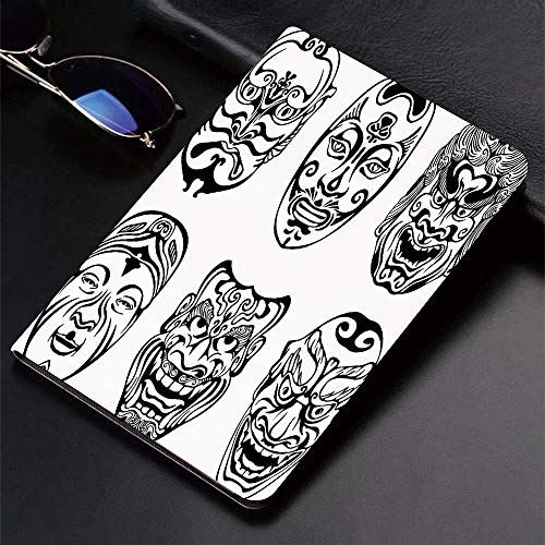 Funda para iPad (9,7 Pulgadas, 2018/2017 Modelo, 6ª / 5ª generación), Kabuki Máscara Decoración, Japonés Nogaku Máscara Teatral Emoción Expresión,Slim PU Protectora Carcasa con con Auto-Sueño/Estela