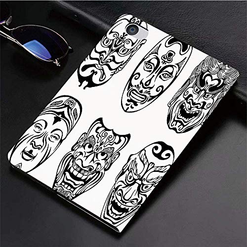 Funda para iPad (9,7 Pulgadas, 2018/2017 Modelo, 6ª / 5ª generación), Kabuki Máscara Decoración, Japonés Nogaku Máscara Teatral Emoción Expresión,Slim PU Protectora Carcasa con con Auto-Sueño/Estela