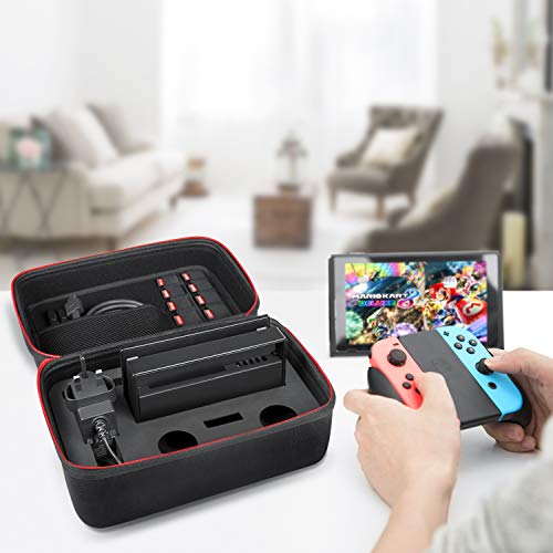 Funda para Nintendo Switch – Younik Estuche Dura de Transporte, Consola Switch, La Base de la Switch, Adaptador de Corriente alterna, Cable HDMI, Control Pro y 10 Cartuchos de Juegos (Negro1)