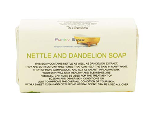 Funky Soap Ortiga y Diente de León Jabón 100% Natural Artesanal, 1 Barrita de 65g