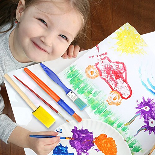 FUQUN Esponjas de pintura para niños, aprendizaje temprano para niños arte y manualidades, 34 piezas, pinceles de pintura de esponja para niños, kits de pintura temprana, bricolaje