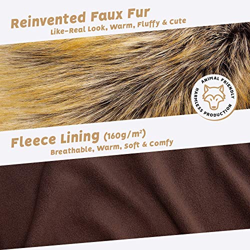 Futrzane Gorro de Mujer de Piel Cossack en Estilo Ruso (M, Zorro Rojo)