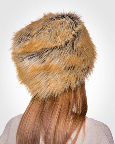 Futrzane Gorro de Mujer de Piel Cossack en Estilo Ruso (M, Zorro Rojo)