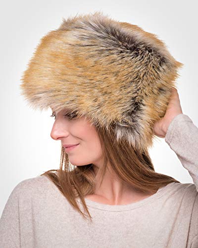 Futrzane Gorro de Mujer de Piel Cossack en Estilo Ruso (M, Zorro Rojo)