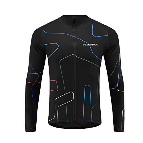 Future Sports UGLYFROG Manga Larga Maillot Ciclismo Hombres,Autumn Maillots de Bicicleta Conjunto de Jersey de Manga Larga Top MTB Jersey Actualización de Estilo