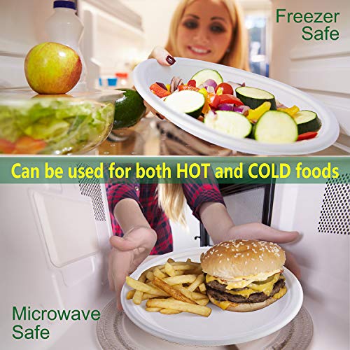 Fuyit Platos Desechables, 200 Piezas Compostables Vajilla, Incluye Biodegradable 50 Platos, 50 Tenedores, 50 Cuchillos y 50 Cucharas para Fiesta, Picnic, Camping