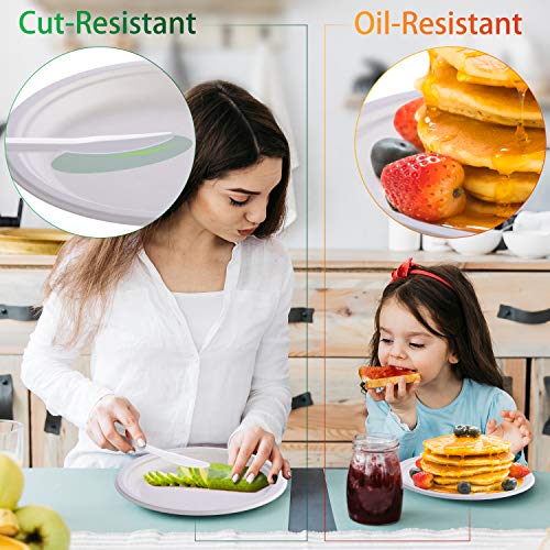 Fuyit Platos Desechables, 200 Piezas Compostables Vajilla, Incluye Biodegradable 50 Platos, 50 Tenedores, 50 Cuchillos y 50 Cucharas para Fiesta, Picnic, Camping