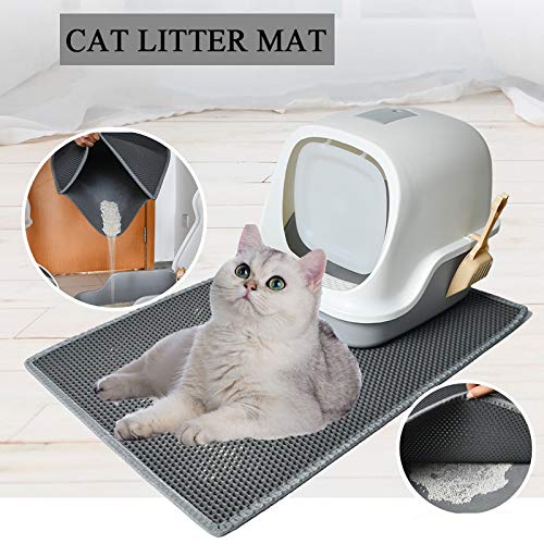 FXxswey Cat Litter Pad, Doble Capa Impermeable Alfombrilla Gato con, para Proteger el Suelo y la Alfombra (40 * 50cm)