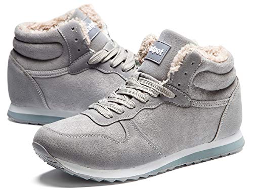 Gaatpot Zapatos Invierno Botas Forradas de Nieve Zapatillas Sneaker Botines Planas para Hombres Mujer Gris EU 35.5 = CN 36