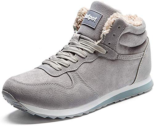 Gaatpot Zapatos Invierno Botas Forradas de Nieve Zapatillas Sneaker Botines Planas para Hombres Mujer Gris EU 35.5 = CN 36