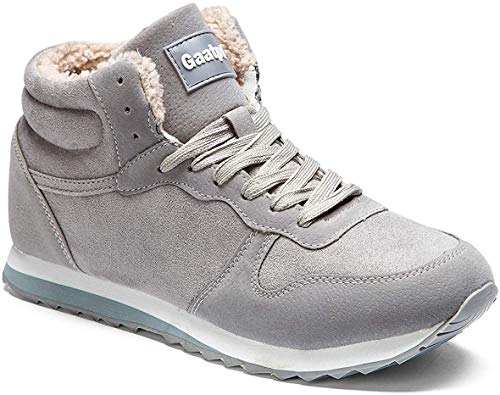 Gaatpot Zapatos Invierno Botas Forradas de Nieve Zapatillas Sneaker Botines Planas para Hombres Mujer Gris EU 35.5 = CN 36