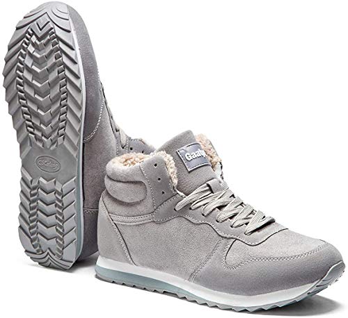 Gaatpot Zapatos Invierno Botas Forradas de Nieve Zapatillas Sneaker Botines Planas para Hombres Mujer Gris EU 35.5 = CN 36
