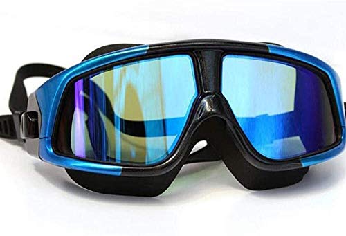 Gafas de natación adultos nadar contra la niebla ajustable gafas de visión clara de la correa con el 100% UV recubrimiento de protección puede ser utilizado por hombres y mujeres ( Color : Blue )