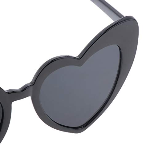 Gafas de Sol Forma de Corazón Partido para Mujeres Anteojos de Moda de Resina - Negro