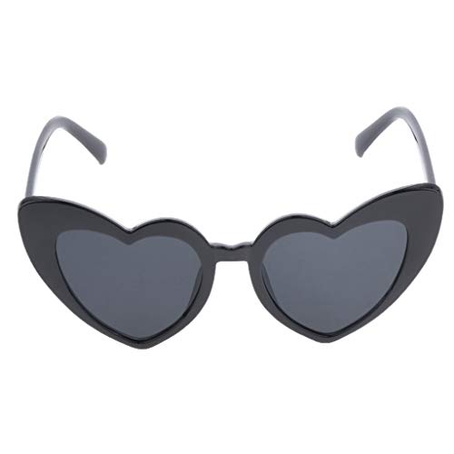 Gafas de Sol Forma de Corazón Partido para Mujeres Anteojos de Moda de Resina - Negro