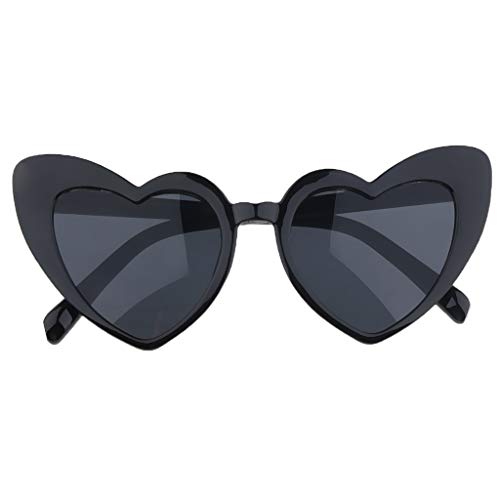 Gafas de Sol Forma de Corazón Partido para Mujeres Anteojos de Moda de Resina - Negro