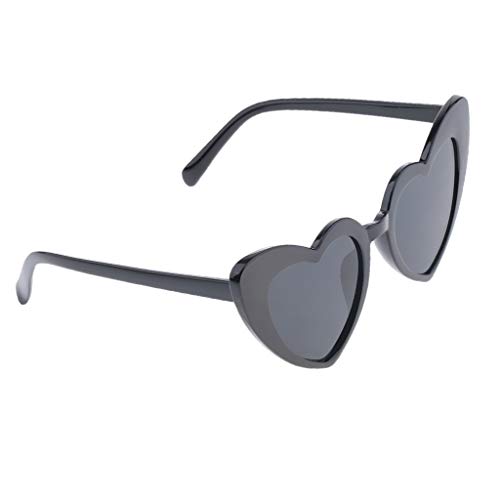 Gafas de Sol Forma de Corazón Partido para Mujeres Anteojos de Moda de Resina - Negro