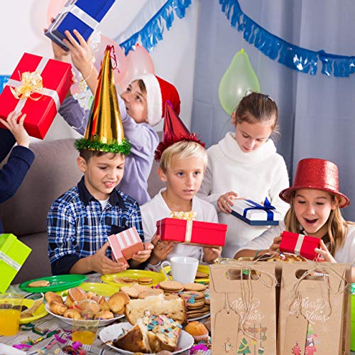 Gafild Cajas de Regalo Navidad, 24pcs 6 Estilos Bolsa de regalo para Calendario de Adviento papel Kraft para fiesta Dulces Galletas Chocolates Decoración de Regalos 22x13x6cm