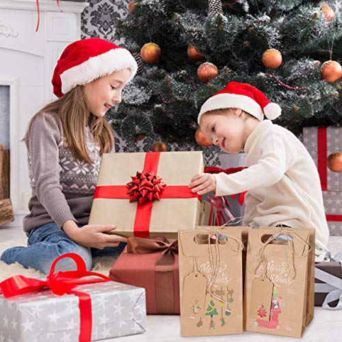 Gafild Cajas de Regalo Navidad, 24pcs 6 Estilos Bolsa de regalo para Calendario de Adviento papel Kraft para fiesta Dulces Galletas Chocolates Decoración de Regalos 22x13x6cm