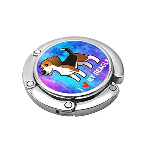 Gancho para bolso de mesa, diseño de I Love My Beagle, plegable, para guardar bolso de mesa, gancho de mesa, para colgar bolso de mujer