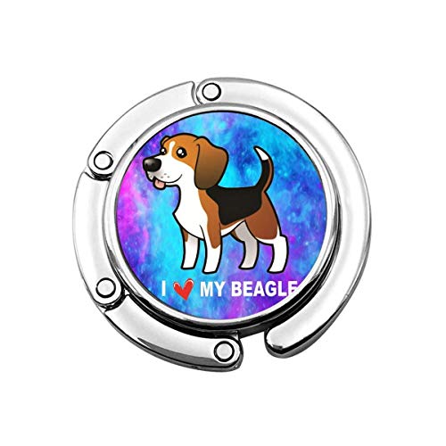 Gancho para bolso de mesa, diseño de I Love My Beagle, plegable, para guardar bolso de mesa, gancho de mesa, para colgar bolso de mujer