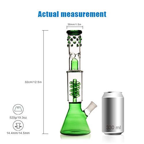 Ganchos de cristal para tubería de agua de 14,5 mm de altura, 32 cm de alto, 520 g de reciclaje, filtros de cristal para agua de cristal, pinzas de aceite para rig y cepillo de limpieza (1)