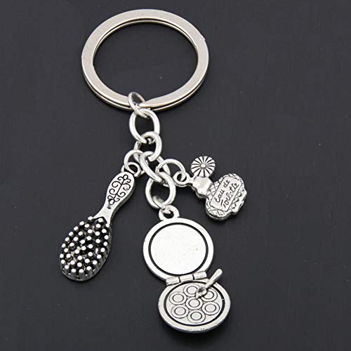 GANGXIA Llavero 1 unid Chica Perfume Peine encantos señora Maquillaje corazón Llavero Anillo Llavero Llavero Regalo Favorito