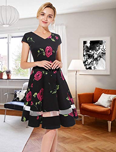 Gardenwed Vintage Vestidos Coctel Corto 50s Vestido de la Fiesta para Mujer White Small Cherry XS