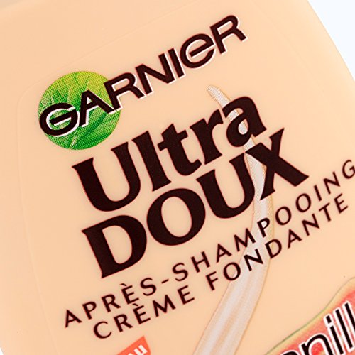Garnier Acondicionador Ultra Doux fundente para pelo largo y puntas frágiles, leche de vainilla y pulpa de papaya, 250 ml, lote de 3
