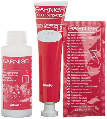 Garnier Color Sensation - Tinte Permanente Castaño Luminoso 4.0, disponible en más de 20 tonos