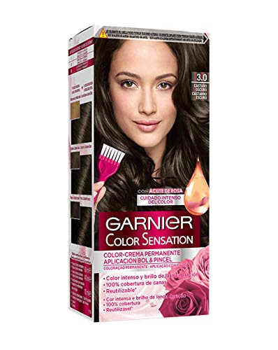 Garnier Color Sensation - Tinte Permanente Castaño Oscuro 3.0, disponible en más de 20 tonos