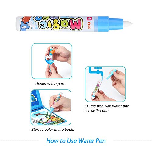 Garosa Coloring Book Water Drawing Pintura Mat Board con Magic Pen Doodle para niños Dibujo de Arte Early Educational Toys(Journey)