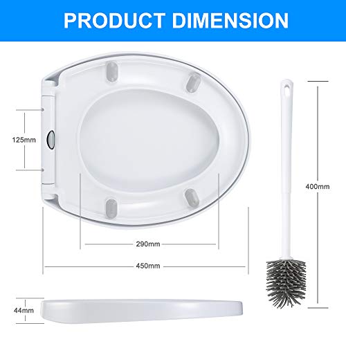 GAVAER Tapa de WC,Asiento de Inodoro en Forma de O,Tapa de inodoro con cierre suave y lenta,Bisagras Ajustables, Fácil de Limpiar