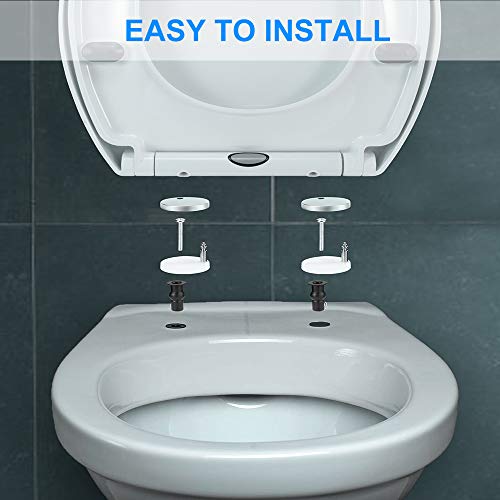 GAVAER Tapa de WC,Asiento de Inodoro en Forma de O,Tapa de inodoro con cierre suave y lenta,Bisagras Ajustables, Fácil de Limpiar