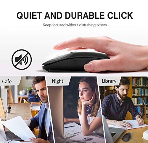 GeekerChip Ratón Inalámbrico,Mouse Wireless 2.4G Mute de Mouse Inalambrico,Ultra Delgado,800-1200-1600 dpi Ajustable para Computadora,PC,Portátil,MacBook(Negra)