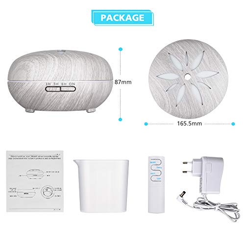 GeeRic humidificador ultrasónico 550ml, Difusor de aceite perfumado Nebulizador para aceites esenciales con 7 colores LED silencioso para yoga, sala de estar, habitación