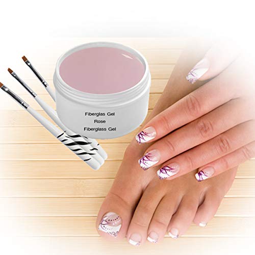 Gel de fibra de vidrio UV ROSA CLARO 30 ml INCL. JUEGO DE CEPILLOS 3 piezas acabado gel de gel de construcción gel adhesivo