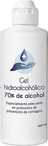 Gel Hidroalcoholico para Protocolos de Prevención de Contagios y para una Higiene Profunda de Manos | Solución Higienizante, Hidroalcohol al 70% de Etanol, 360 ml (1 ud)