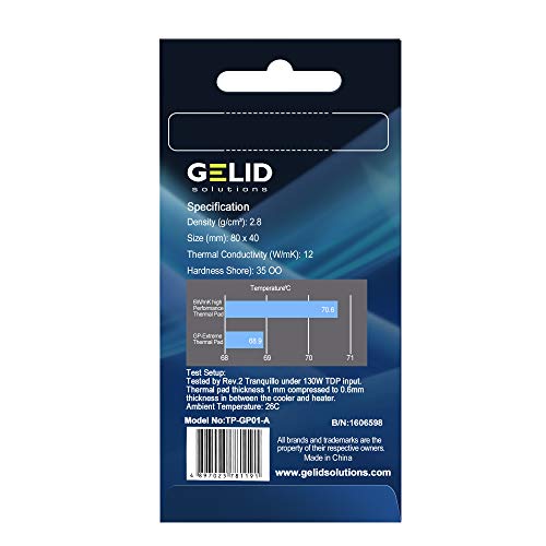 Gelid Solutions GP-Extreme 12W/m·K Compuesto - Disipador de Calor (Gris, 80 mm, 40 mm, 0,5 mm)